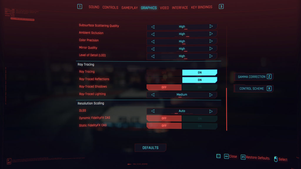 تنظیمات گرافیکی Cyberpunk 2077