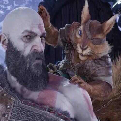 سنجاب بازی God of War Ragnarok از دست کریتوس عصبانی می‌شود