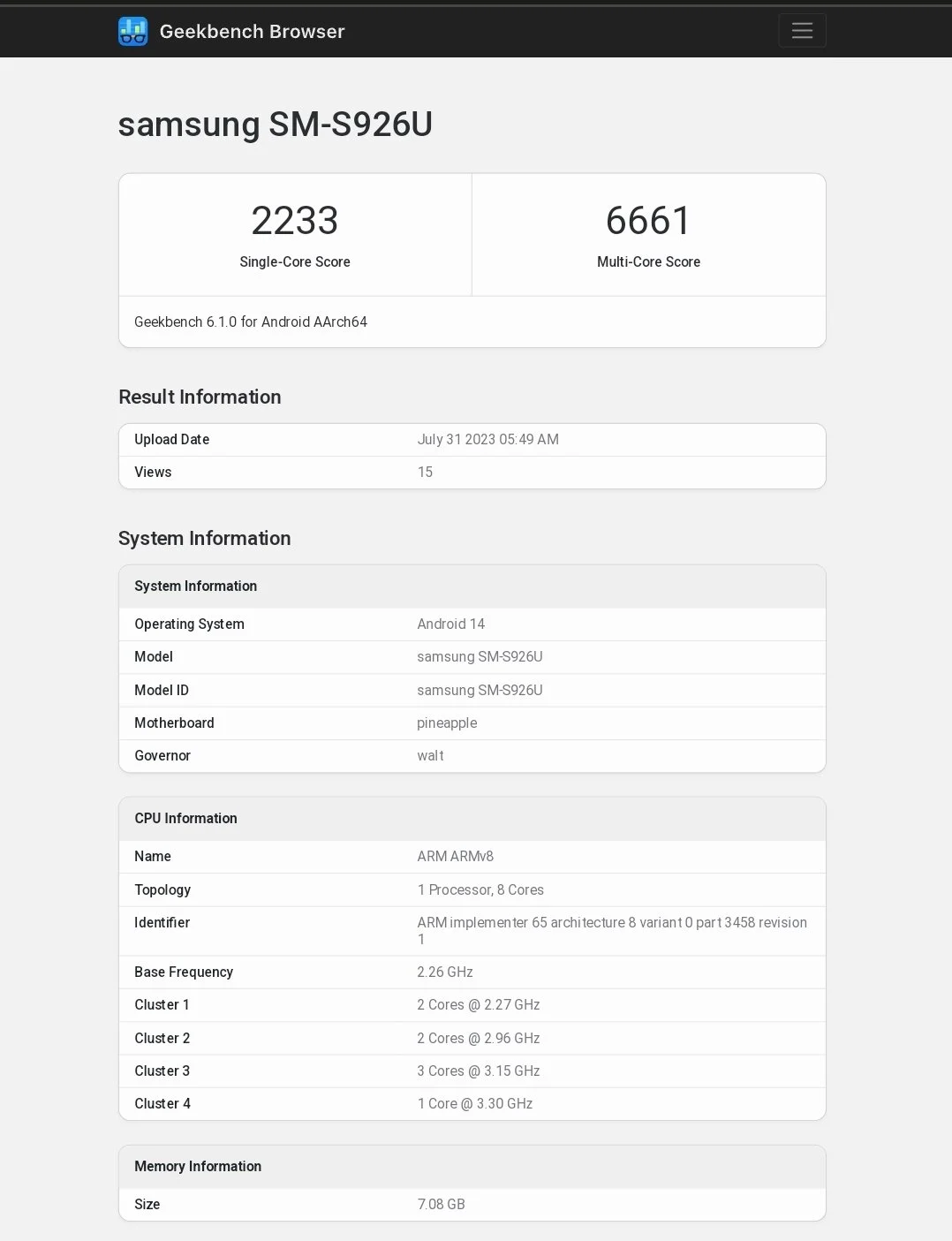 Samsung-Galaxy-S24-Plus-Snapdragon-8-Gen-3-Geekbench گلکسی S24