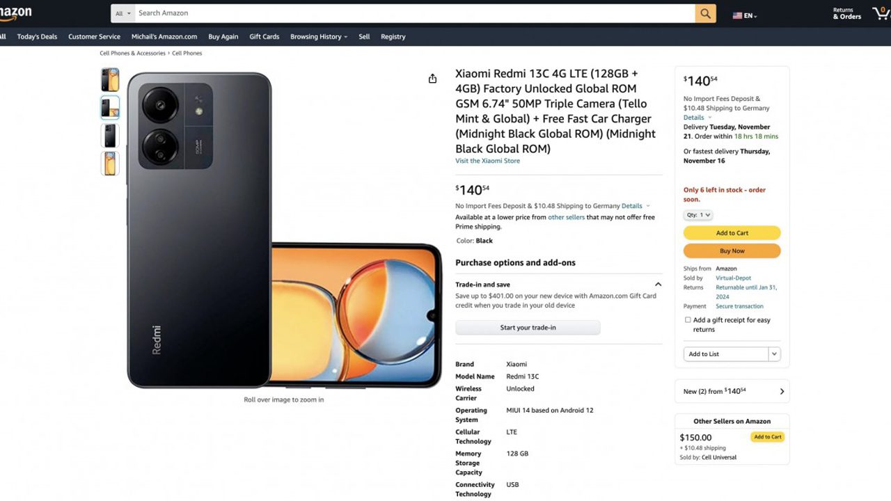 شیائومی ردمی ۱۳ سی