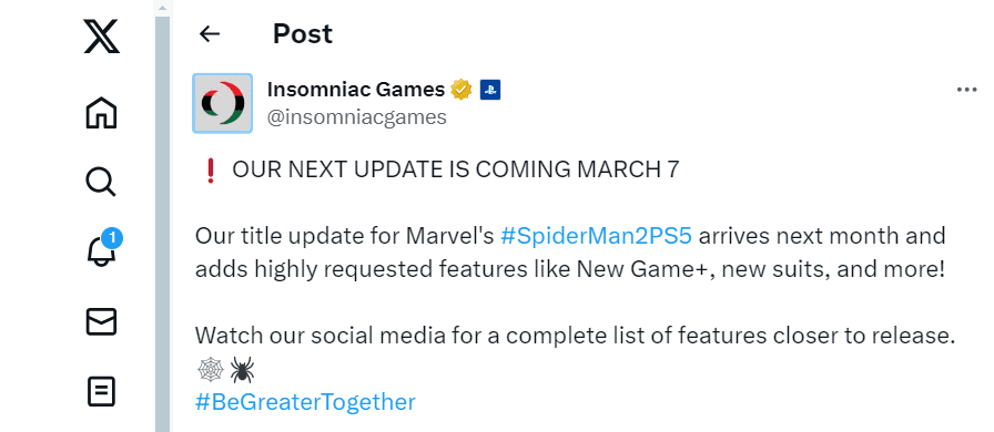 آپدیت بازی Spider-Man 2